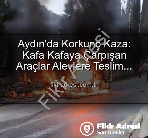 aydın kaza - Aydın'da Korkunç Kaza: Kafa Kafaya Çarpışan Araçlar Alevlere Teslim Oldu, 2 Yaralı